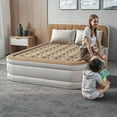 thumbnail image 1 of Uforic Queen Air Mattress with Pump and Integrated Headboard, 18in Flocked Top Inflatable Bed, Brown AirBed for Home & Guest Comfort, 1 of 8