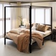 thumbnail image 1 of Uforic Queen Size Metal Canopy Bed Frame with Headboard, Four-Poster 14-Inch Platform with Metal Slats, Requires No Box Spring (Black), 1 of 9