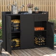 thumbnail image 1 of Craftian Rattan Wicker Patio Organizer Storage Cabinet with 2 Doors, Foldable Drawer, Weather-proof Rattan Bar Table, Storage Box - Black, 1 of 10