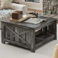 thumbnail image 1 of Craftian Square Coffee Tables with Storage, Farmhouse Wood Center Table for Living Room, Gray, 1 of 6