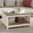 thumbnail image 1 of Craftian Square Coffee Tables with Storage, Farmhouse Wood Center Table for Living Room, Oak, 1 of 6