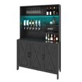 thumbnail image 1 of Craftian Tall Bar Cabinet with LED Lights & Wine Rack, Kitchen Buffet Cabinet with Beverage Dispenser, Black, 1 of 8