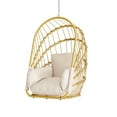 thumbnail image 1 of Craftian Wicker Hanging Egg Chair, Outdoor Swing Without Stand, 450 lbs Capacity, Beige, 1 of 9