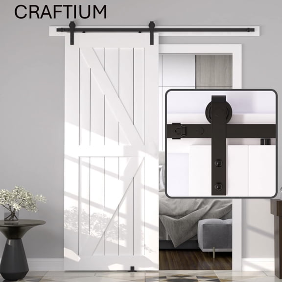 Craftium Sliding Barn Door Hardware, Door Bolts of Metal , Basic Black Door Knob Kits, 5-18FT for Choose Sliding Barn Door Bolts