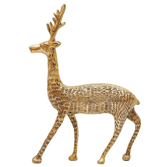Craftlayout Brass Golden Deer Statue | Decorative Animal Figurine | 9 Inch Showpiece for Home, Office & Gifting 0.7 Kg