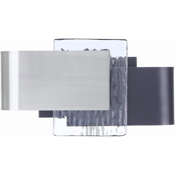 Craftmade 11912FBPLN-LED Harmony Modern Geometric Clear Artisan Glass LED Wall Sconce, 1-Light 10 Watt, 7"H x 12"W, Flat Black/Polished Nickel