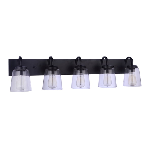 Elsa 5 - Light Flat Black Black Incandescent Glass And Steel Wall Sconce