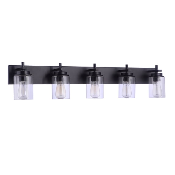 Reeves 5 - Light Flat Black Black Incandescent Glass And Steel Wall Sconce