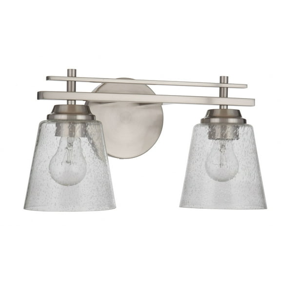19616BNK2 Craftmade Lighting Drake 2 Light Transitional/Modern & Contemporary Bath Vanity Approved for Damp Locations-Brushed Polished Nickel Finish