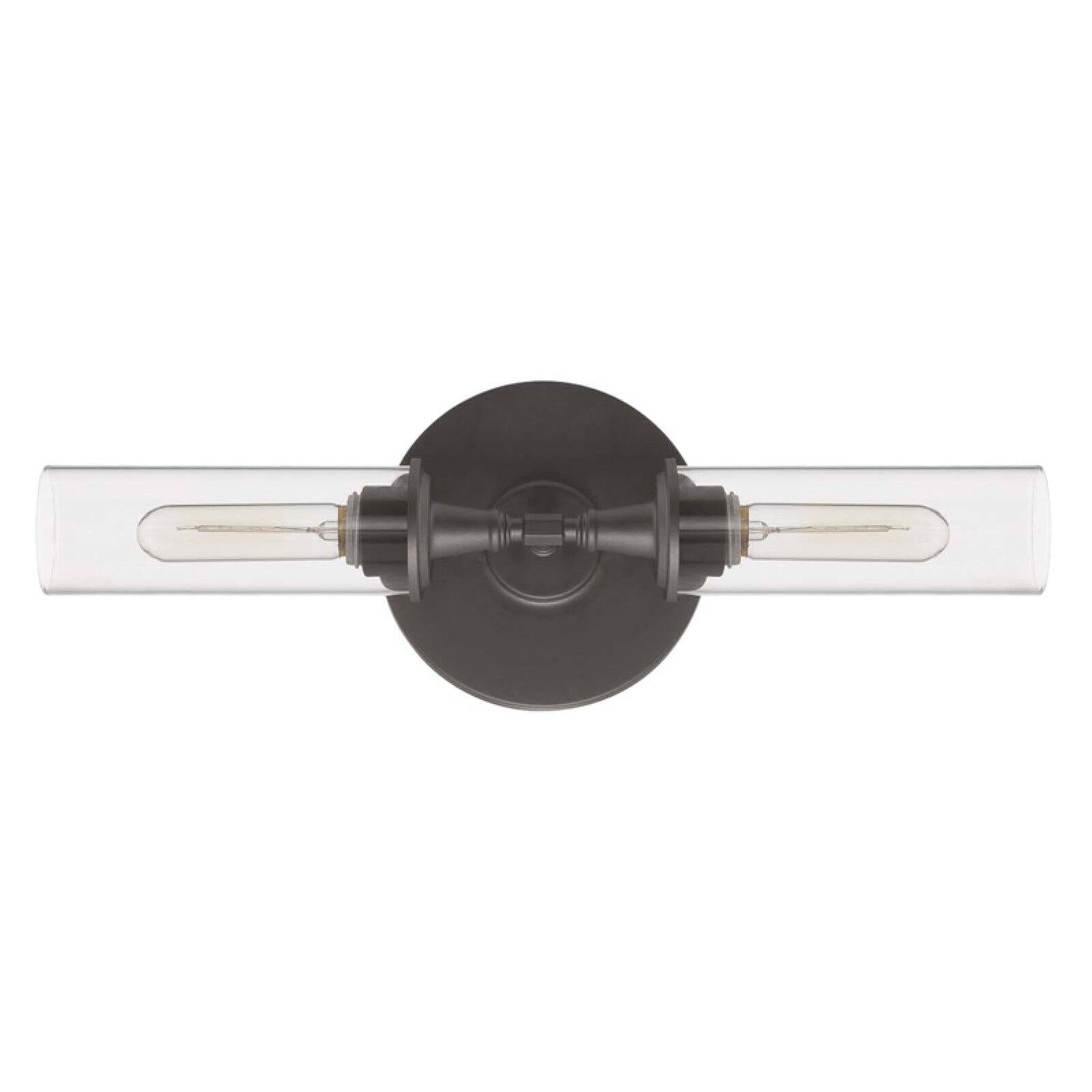 Espresso Brown Cylinder Wall Sconce with Dimmable Ambient Lighting