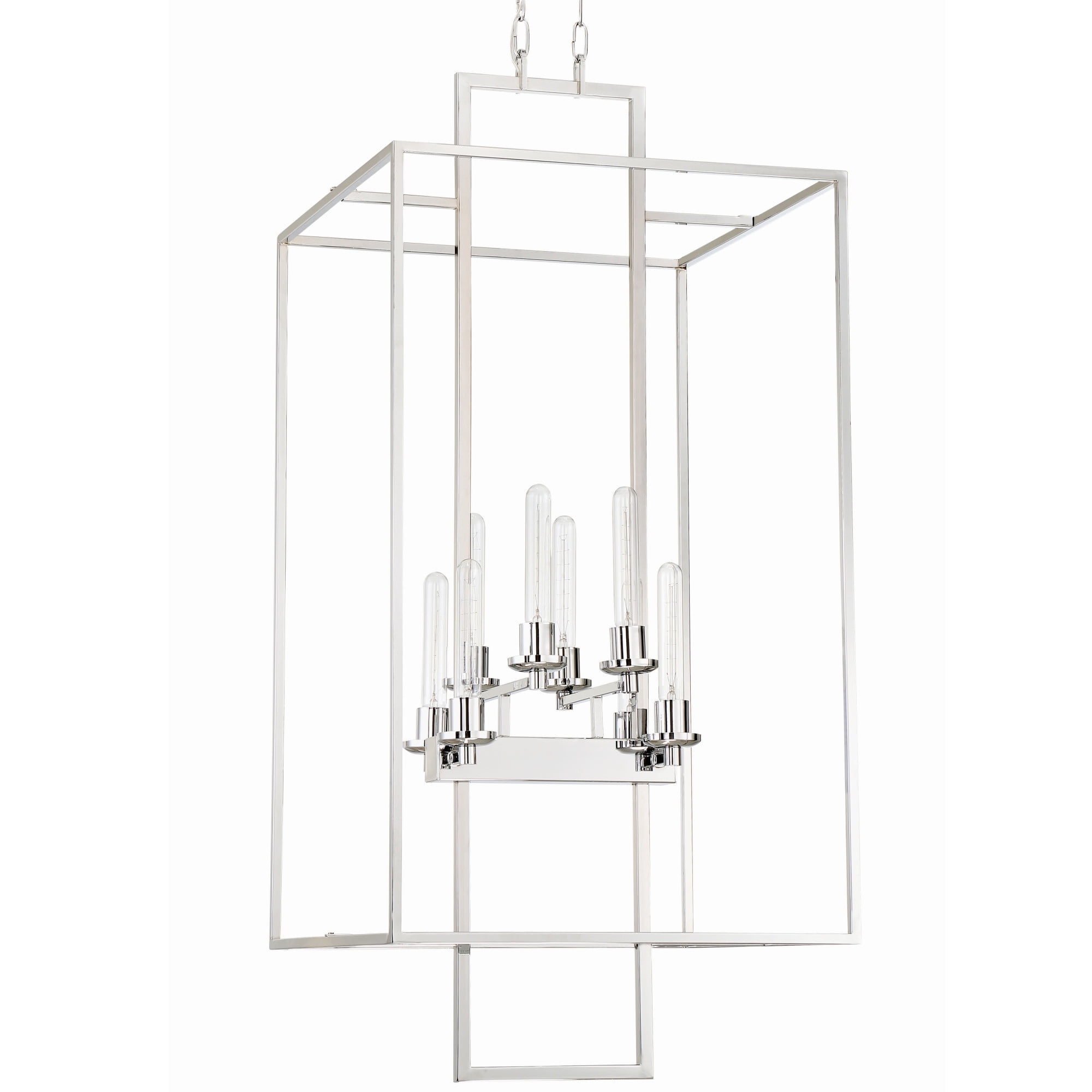 Cubic Chrome 8-Light Rectangular Cage Chandelier