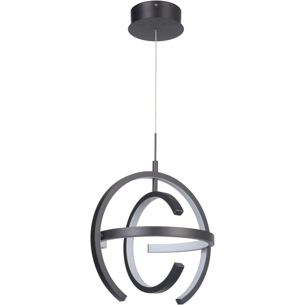 Modern Matte Black 13.75" Globe Pendant with LED Lighting