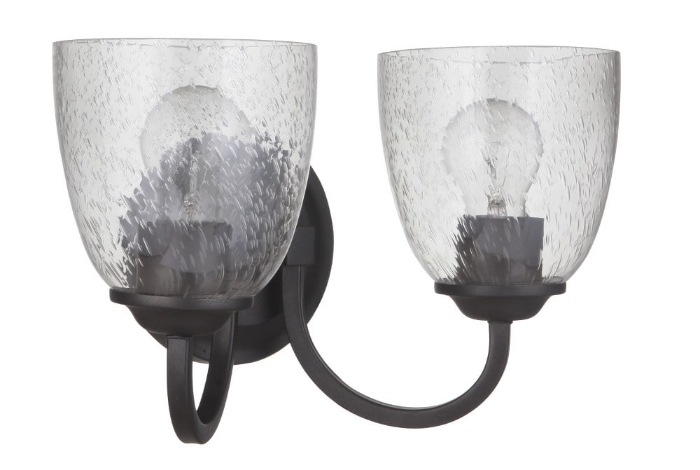 Espresso Polished Nickel 2-Light Wall Sconce with Clear Glass Shades