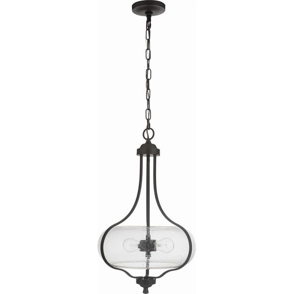 Craftmade 49992-ESP Serene Clear Seeded Glass Pendant, 2-Light 120 Watts, Espresso