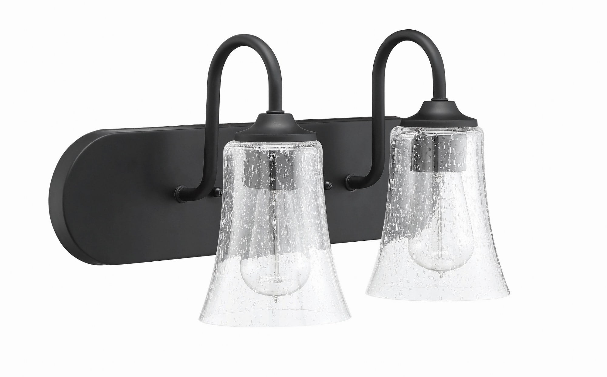 Flat Black 18" Modern Steel Wall Sconce with Clear Glass Shades
