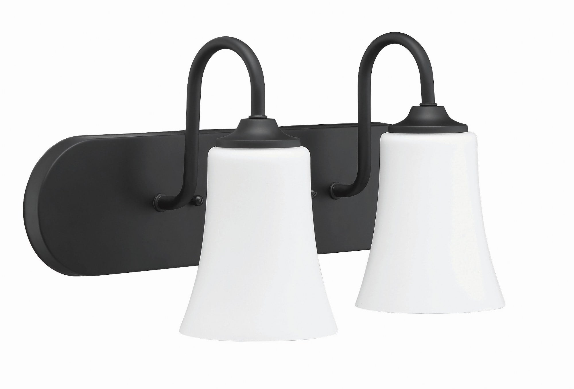Modern Black and White 2-Light Wall Sconce with Frosted Glass Shades