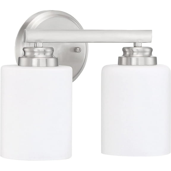 Craftmade 50502-BNK-WG Bolden White Frost Glass Vanity Bath Lighting, 2-Light 200 Watts, Brushed Polished Nickel