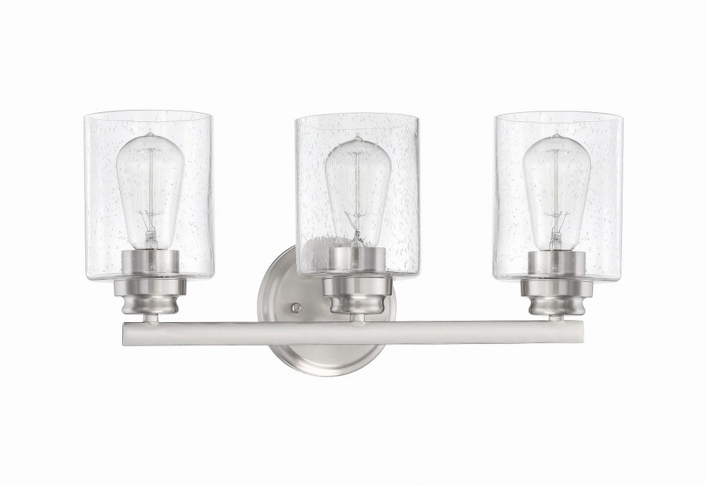 Polished Nickel 3-Light Dimmable Vanity Light with Clear Shades