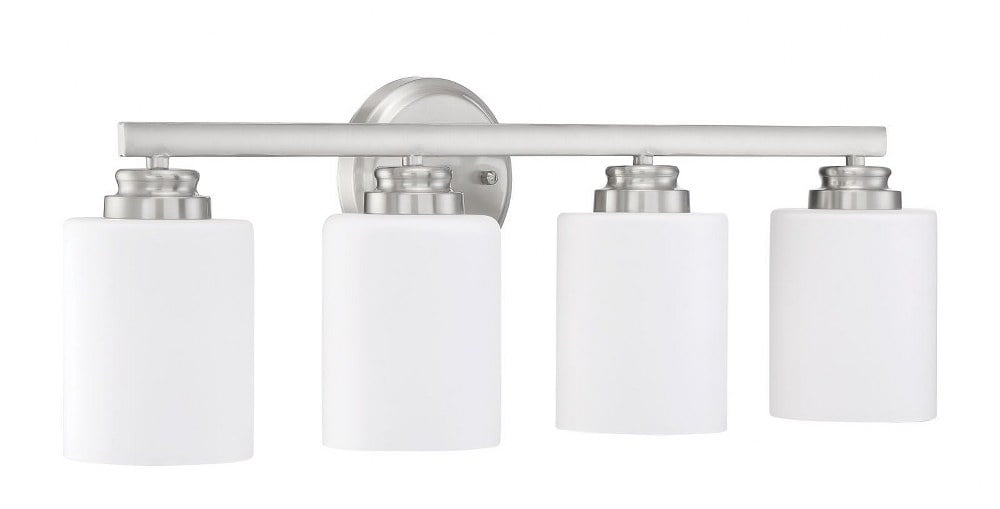 Polished Nickel 4-Light Bathroom Vanity with Frosted Glass Shades
