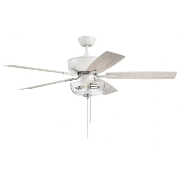 Craftmade 52" Pro Plus 101 Ceiling Fan - 52 White/Polished Nickel w/ White/Washed Oak Blades