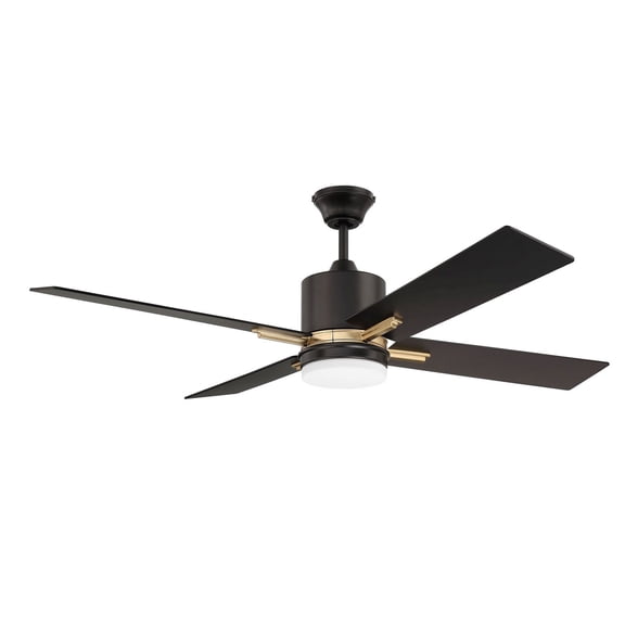TEA52FBSB4 Craftmade Lighting Teana - 52 Inch Ceiling Fan with Light Kit-Flat Black/Satin Brass Finish-Wall Control Type