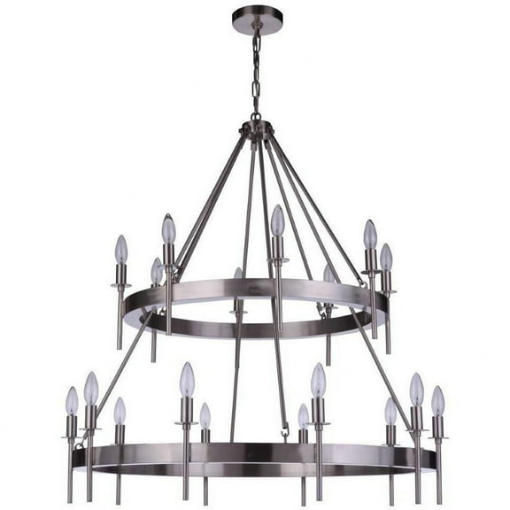 Craftmade 54318 Larrson 18 Light 36" Wide Taper Candle Style And Ring Chandelier - Nickel