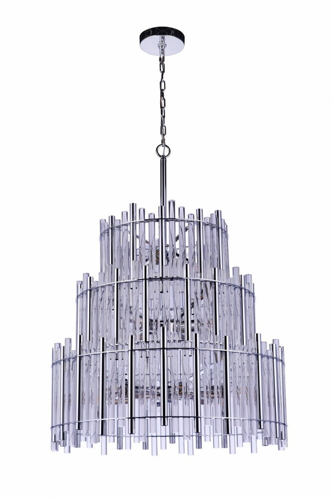 Chrome and Clear Acrylic 13-Light Candle Chandelier