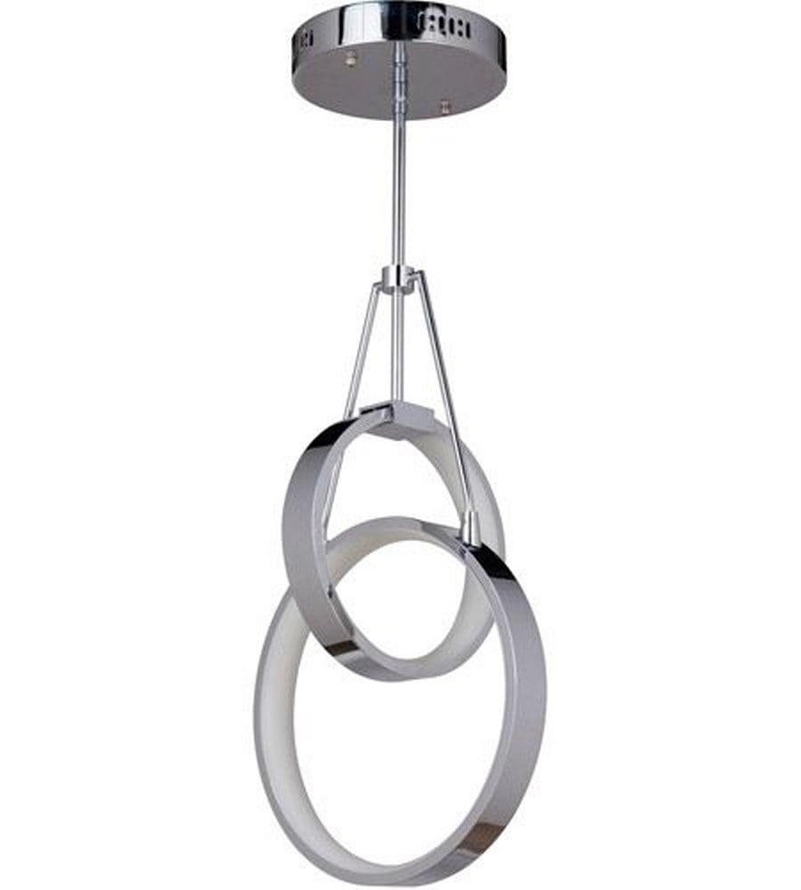 Chrome LED Two-Ring Modern Pendant Light