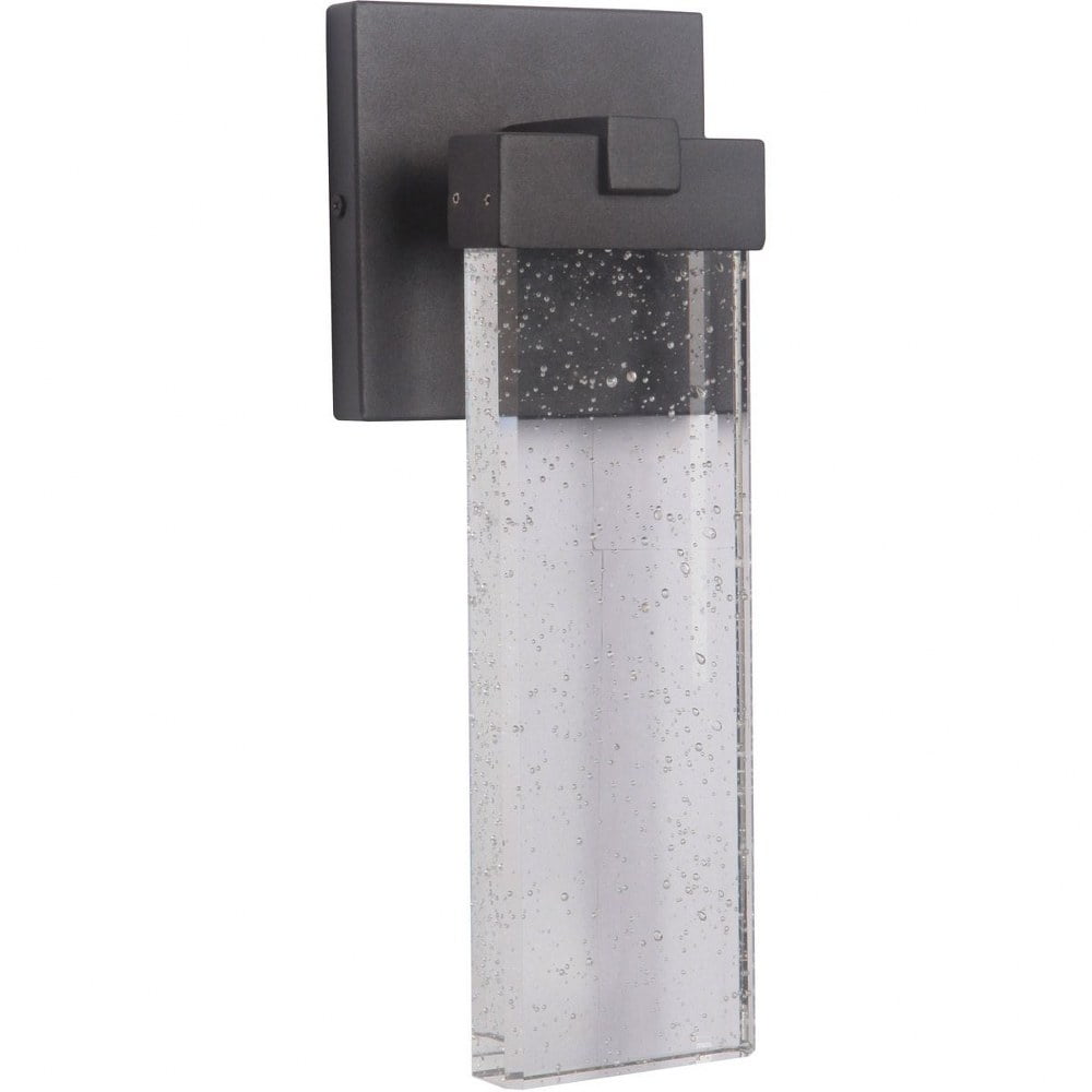 Aria 15" Textured Matte Black LED Wall Sconce with Glass Panel