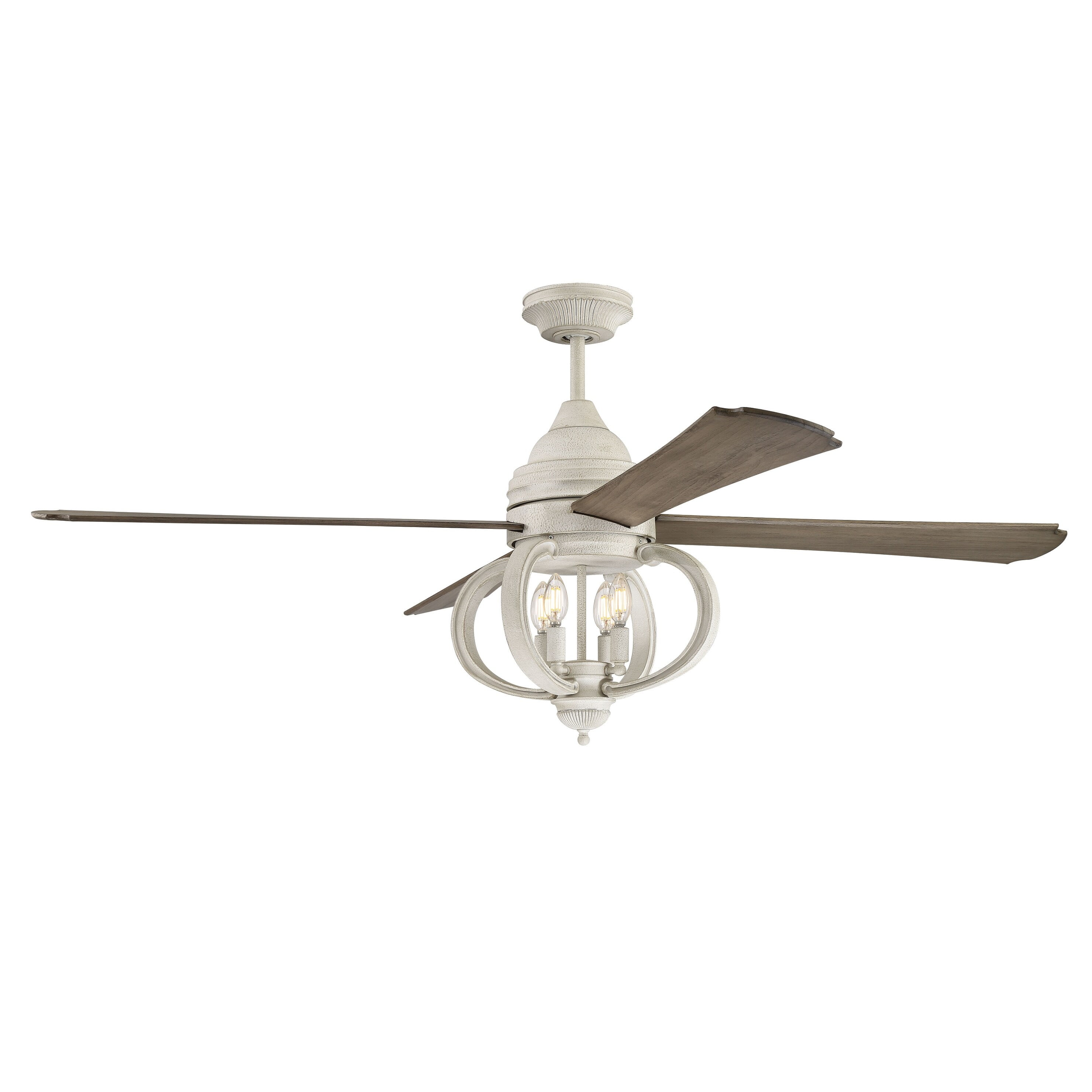 Augusta 60" Cottage White Ceiling Fan with Driftwood Blades and LED Light Kit