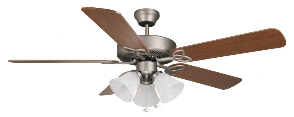 Craftmade Builder Deluxe 52" Antique Nickel Contractor Ceiling Fan w/ 5 Ash/Mahogany Blades - BLD52AN5C3