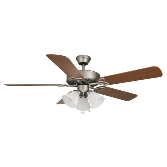 Craftmade Builder Deluxe 52" Antique Nickel Contractor Ceiling Fan w/ 5 Ash/Mahogany Blades - BLD52AN5C3