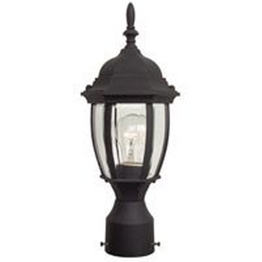 Matte Black Traditional Outdoor Post Lantern with Clear Glass