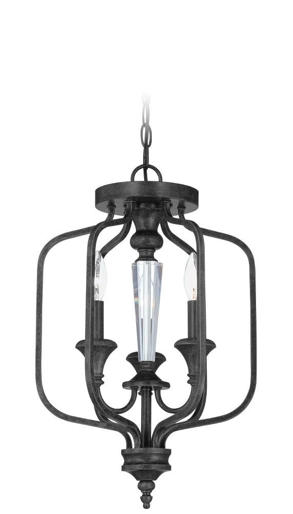 Distressed Bronze Crystal 3-Light Ceiling Chandelier