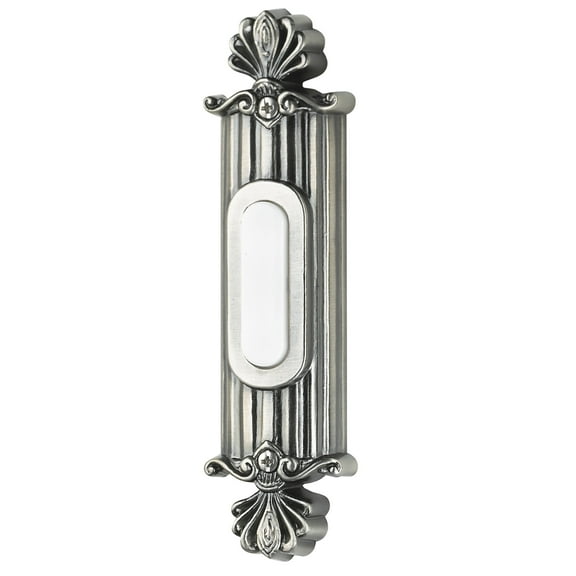 Craftmade BSSO-AP Designer Surface Mount Straight Ornate Lighted Doorbell LED Push Button, Antique Pewter (5"H x 1.38"W)