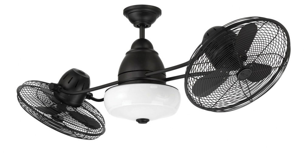 Bellows II 48" Dual Head Black Aluminum Ceiling Fan with LED Light Kit