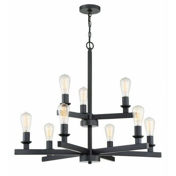 53129-FB Craftmade Lighting Chicago - Nine Light Chandelier in Transitional Style - 34 inches wide by 28.5 inches high-Flat Black Finish