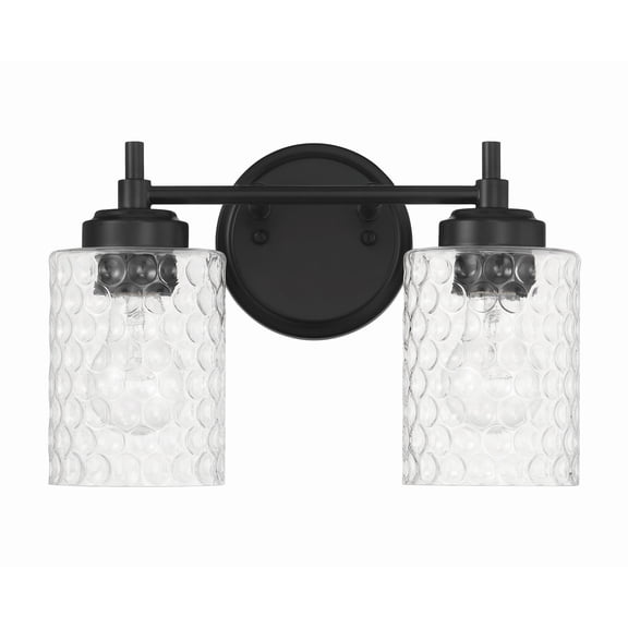 Craftmade - Claire 2 Light 12.75 in. Flat Black Finish Vanity Light with Clear Bubble Glass