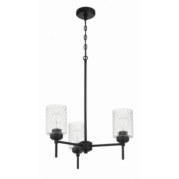 Craftmade - Claire 3 Light 30 in. Flat Black Finish Chandelier with Clear Bubble Glass