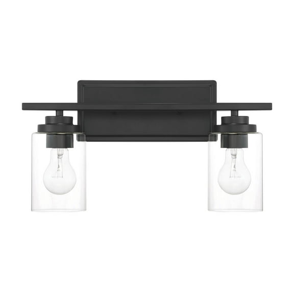 Craftmade - Clark 2 Light 17.38 in. Flat Black Finish Vanity Light with Clear Glass