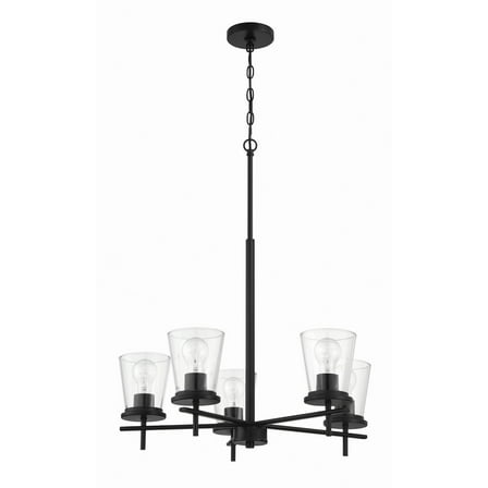 Craftmade - Connell 5 Light 27.75 in. Flat Black Finish Chandelier with Clear Glass