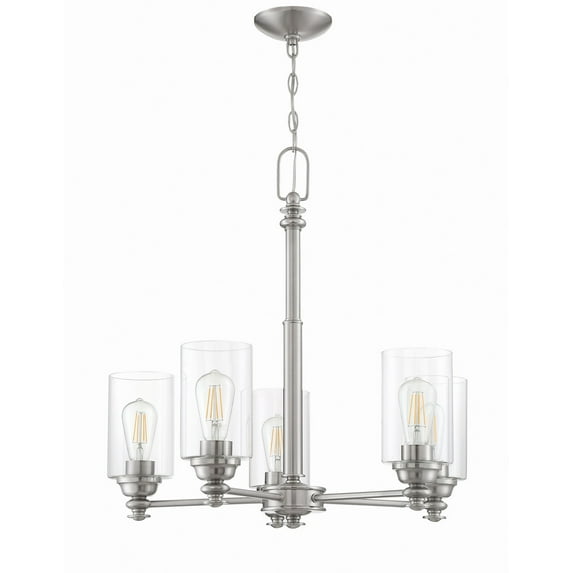 Craftmade Danbury Chandelier - 5 Brushed Polished Nickel (Clear Glass)