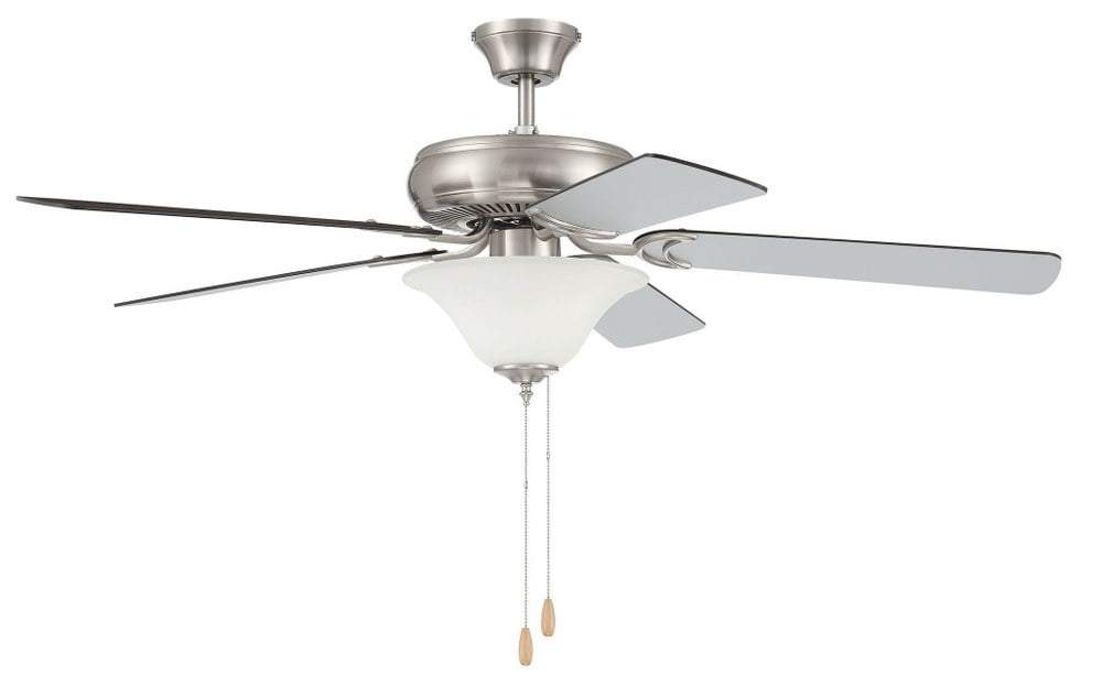 52'' Brushed Nickel Ceiling Fan with Frosted Glass Light Kit