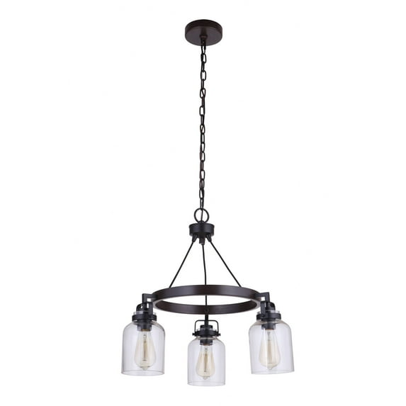 53623-FBDT-Craftmade Lighting-Foxwood - Three Light Chandelier - 21.75 inches wide by 24.37 inches high-Flat Black/Dark Teak Finish -Traditional