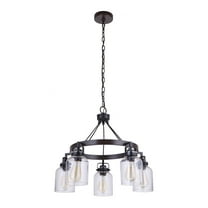 53625-FBDT-Craftmade Lighting-Foxwood - Five Light Chandelier - 24.63 inches wide by 25.63 inches high-Flat Black/Dark Teak Finish    -Traditional