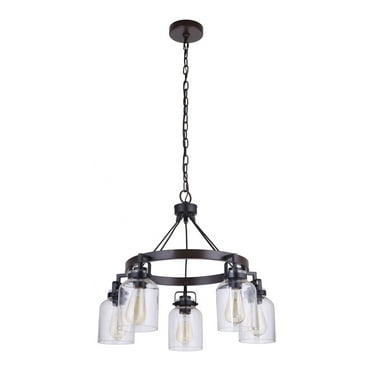 53625-FBDT-Craftmade Lighting-Foxwood - Five Light Chandelier - 24.63 inches wide by 25.63 inches high-Flat Black/Dark Teak Finish    -Traditional
