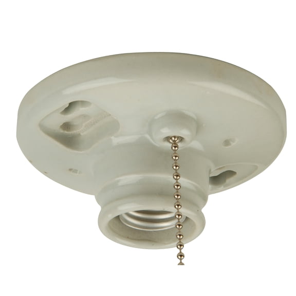 Craftmade K858-So Porcelain Three Piece Pull Chain Flush Mount Ceiling Fixture - Porcelain