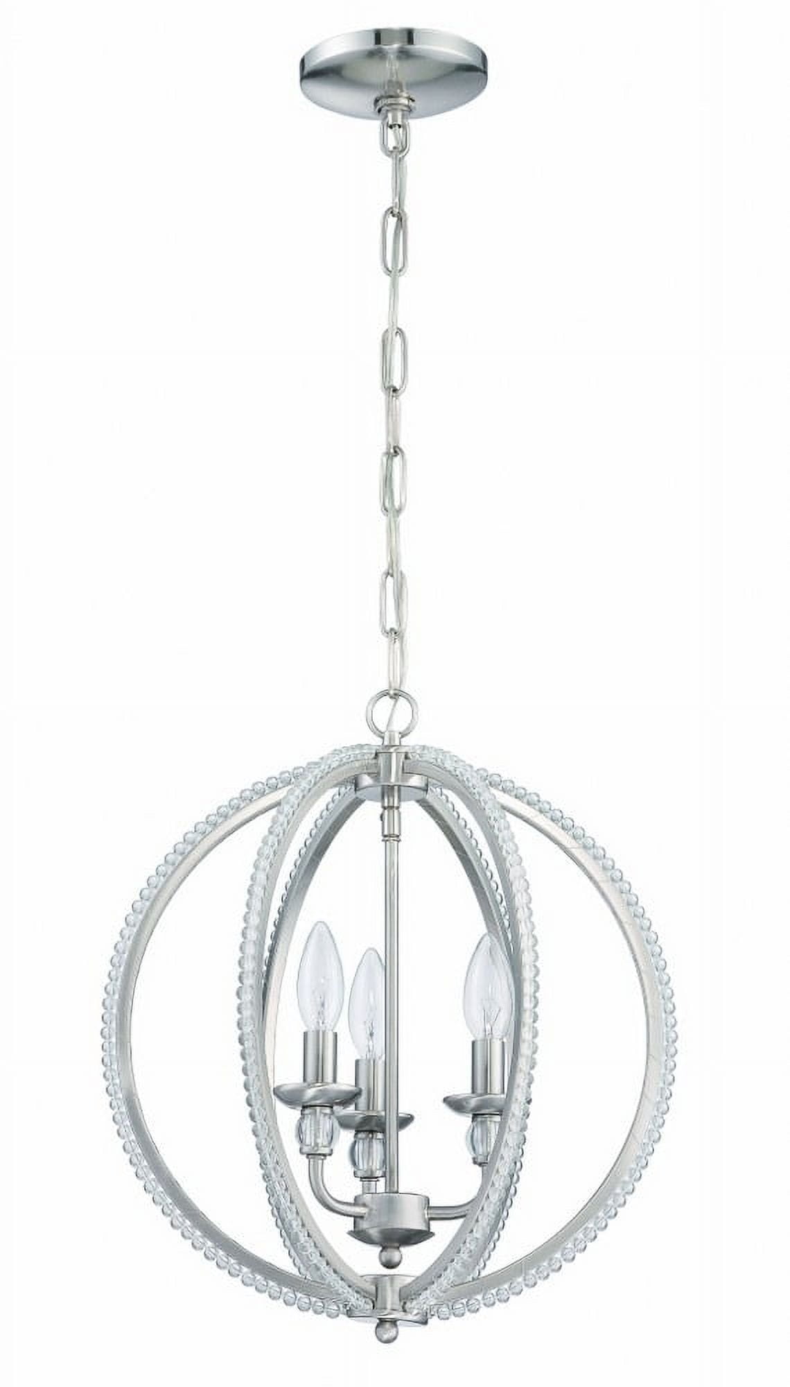 Nickel Beaded Mini Chandelier with Clear Accents