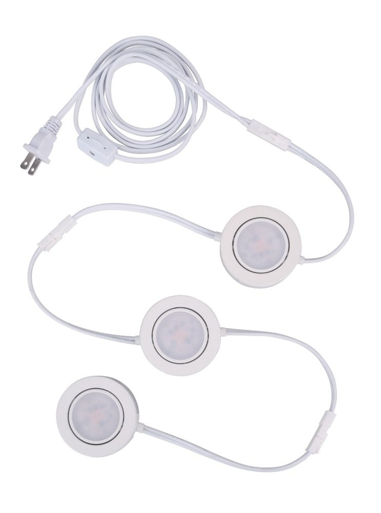 White Aluminum LED Under Cabinet Puck Light Set