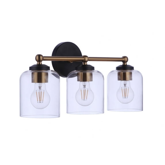 Coppa 3 - Light Flat Black And Satin Brass Brass Traditional Incandescent Glass And Steel